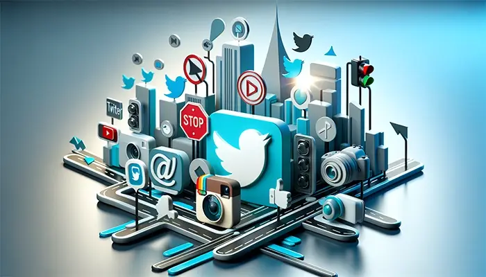 Social media icons with traffic symbols